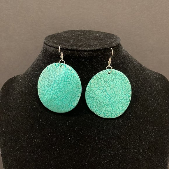 Turquoise Flat Disc Earrings - Picture 1 of 4